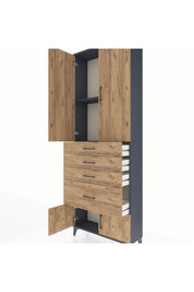 Arges Dolap 2 Raflı 4 Çekmeceli 4 Kapaklı 88x30x243 - S33M049V6A