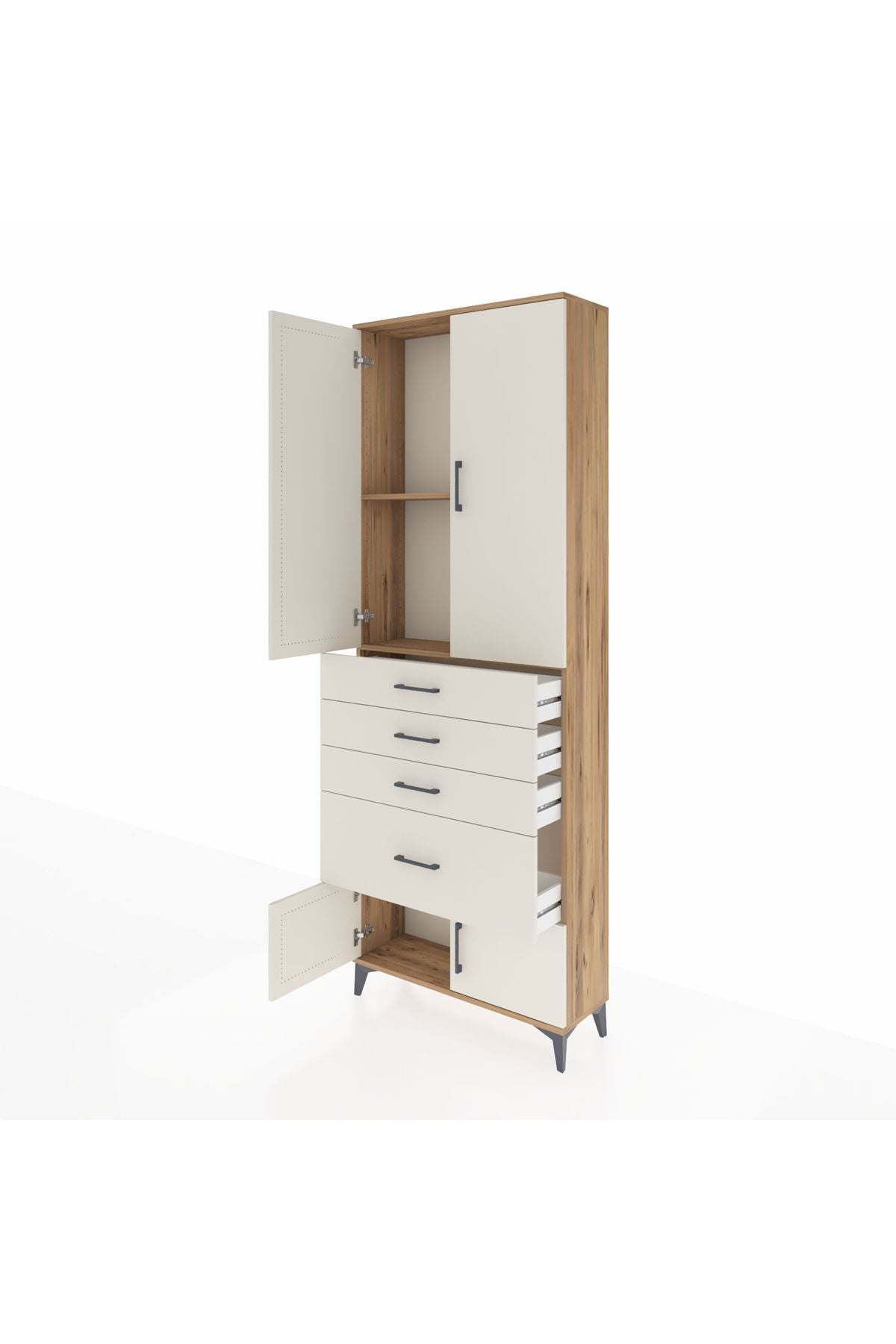 Arges Dolap 2 Raflı 4 Çekmeceli 4 Kapaklı 88x30x243 - S33M049V7A