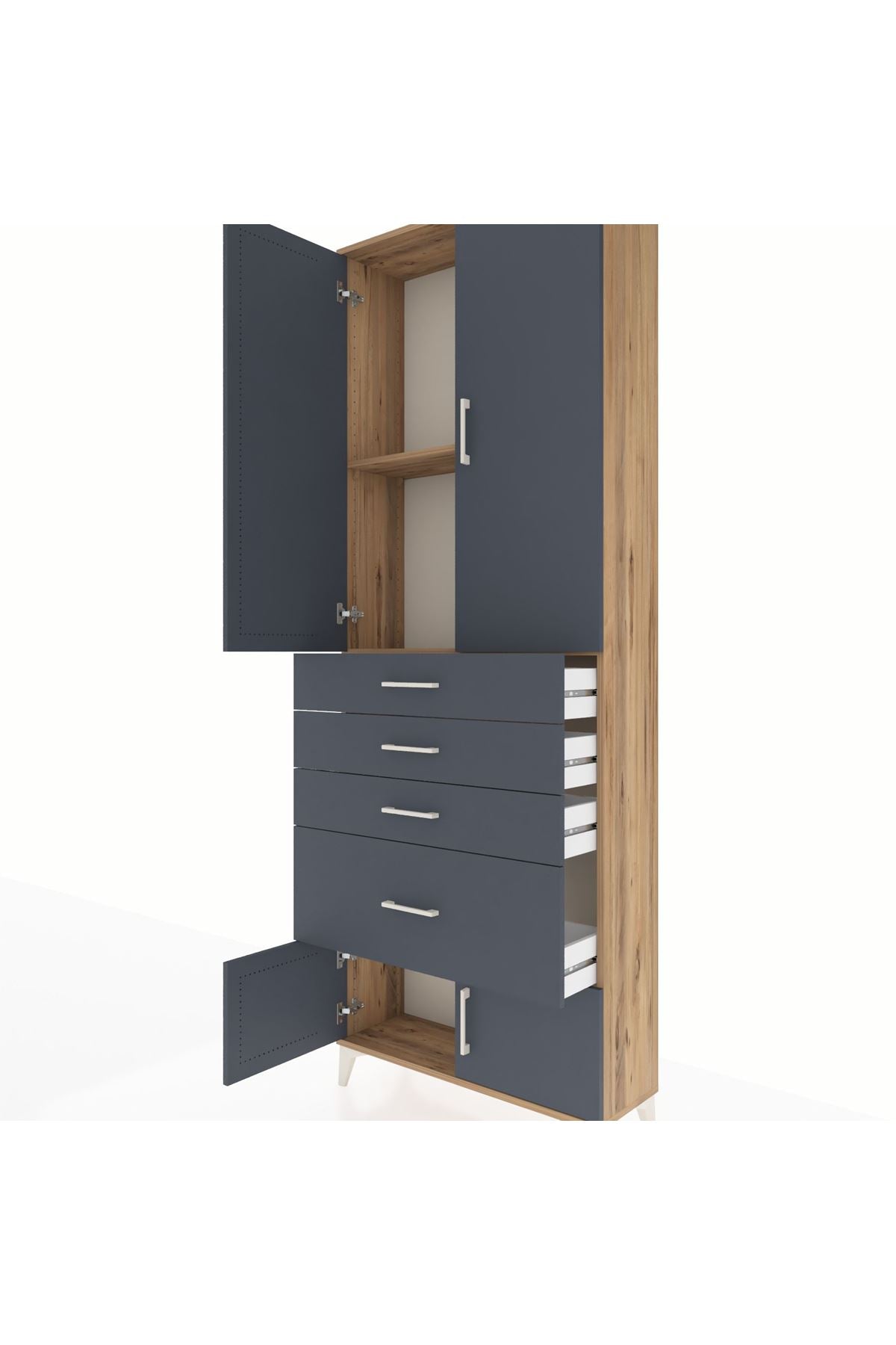 Arges Dolap 2 Raflı 4 Çekmeceli 4 Kapaklı 88x30x243 - S33M049V8A