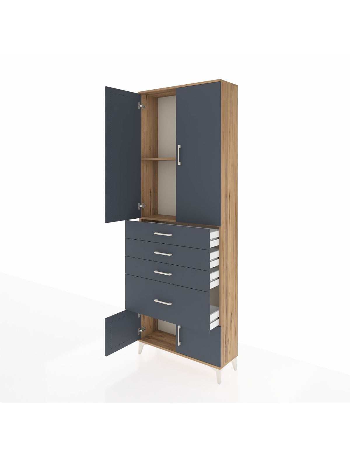 Arges Dolap 2 Raflı 4 Çekmeceli 4 Kapaklı 88x30x243 - S33M049V8A