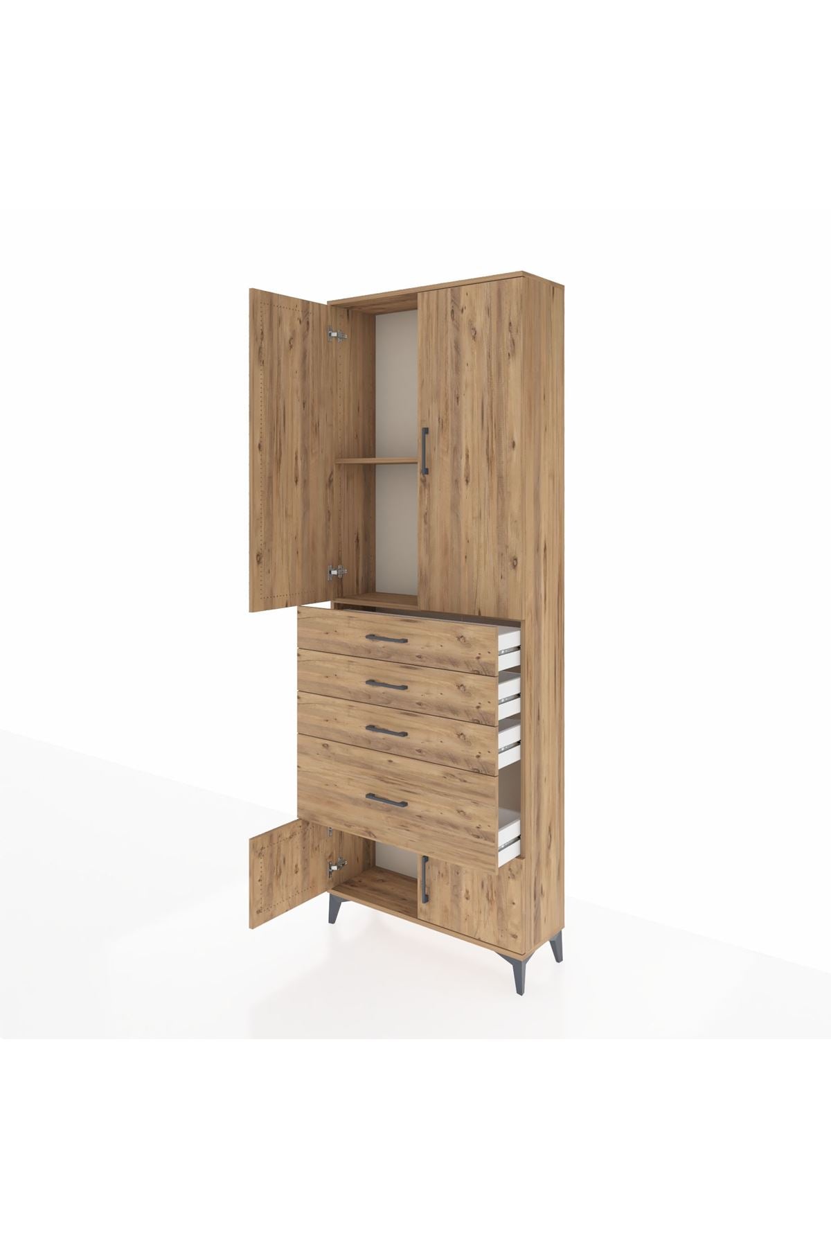 Arges Dolap 2 Raflı 4 Çekmeceli 4 Kapaklı 88x30x243 - S33M049V9A
