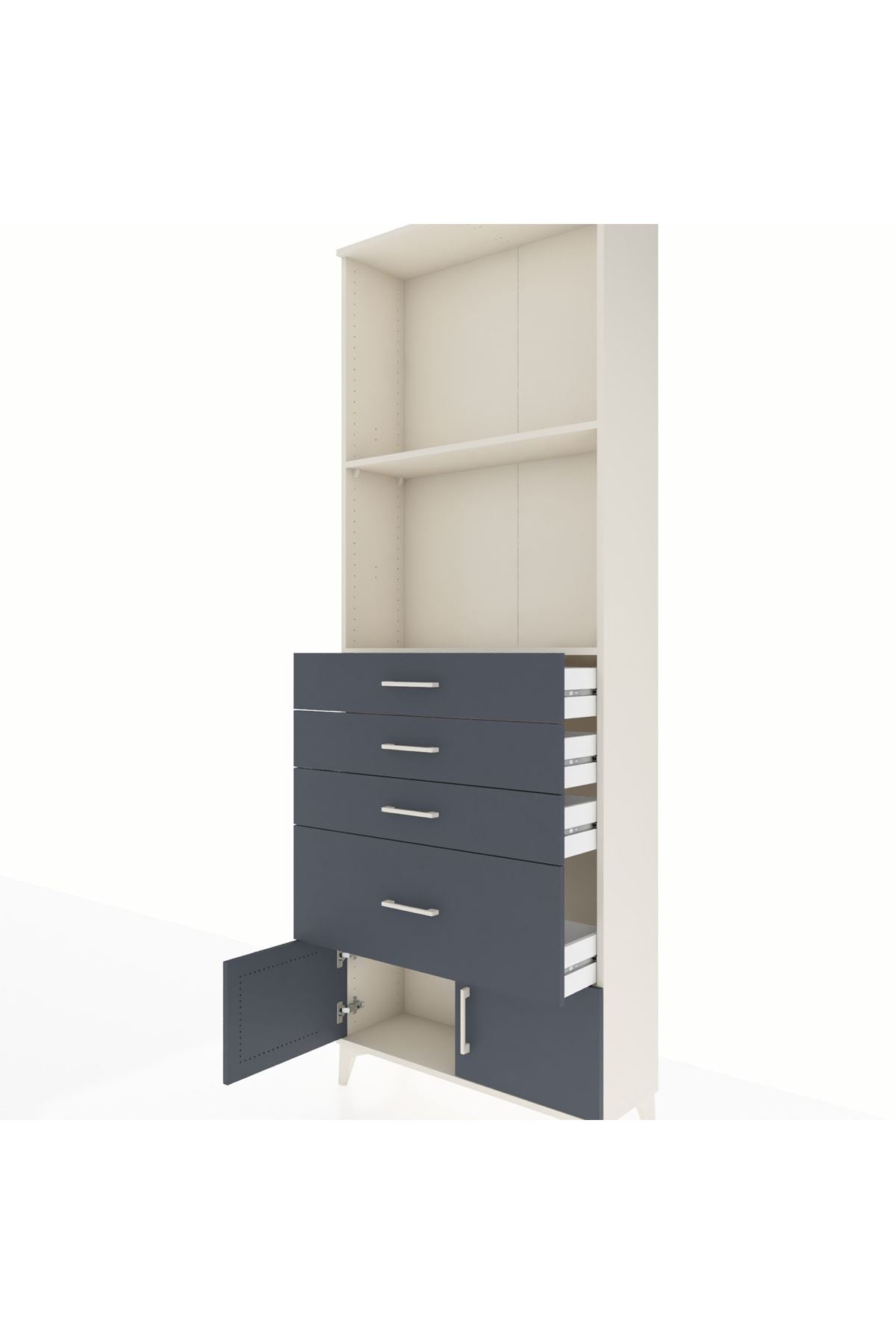 Arges Dolap 2 Raflı 4 Çekmeceli 2 Kapaklı 88x30x243 - S33M050V2A