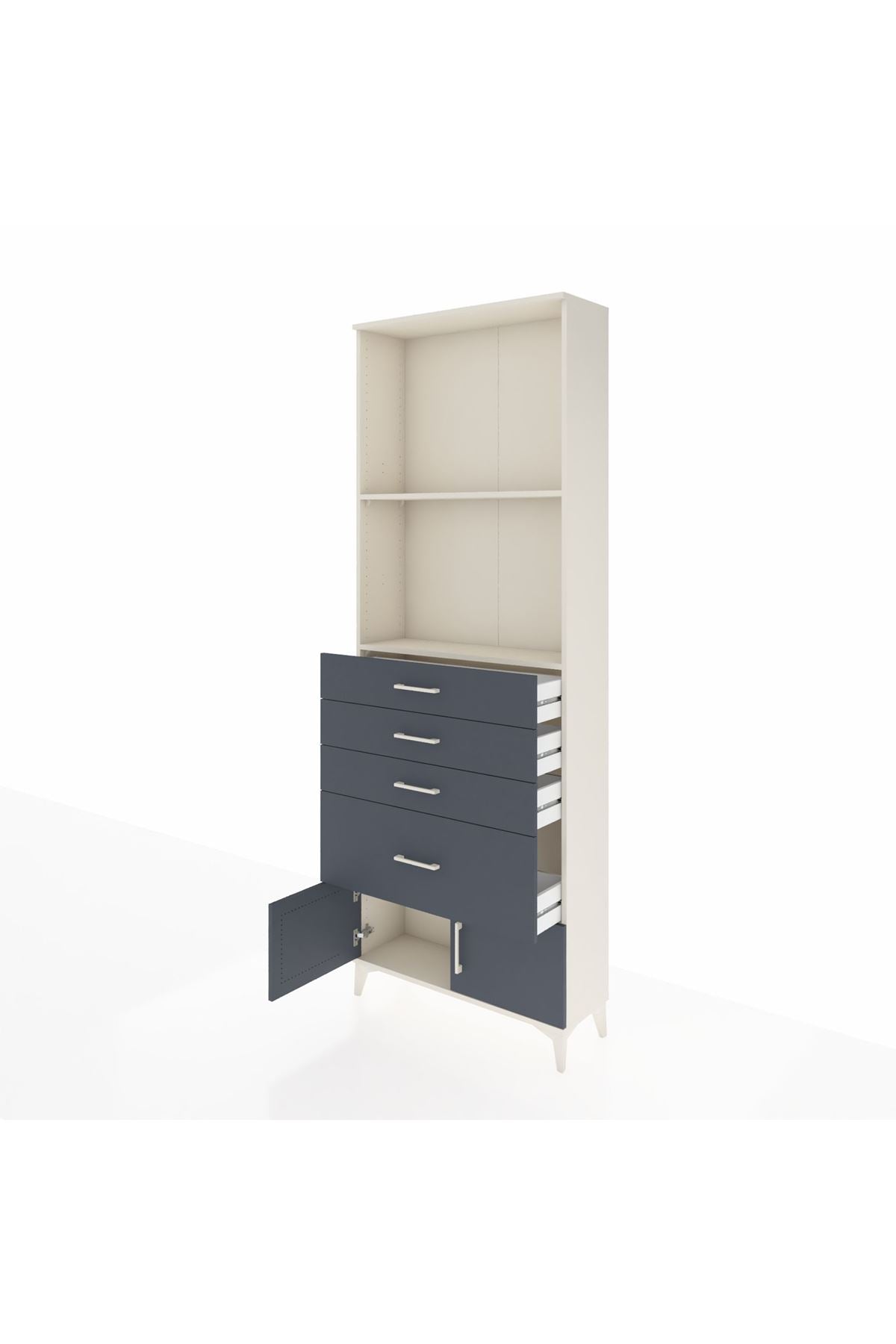 Arges Dolap 2 Raflı 4 Çekmeceli 2 Kapaklı 88x30x243 - S33M050V2A