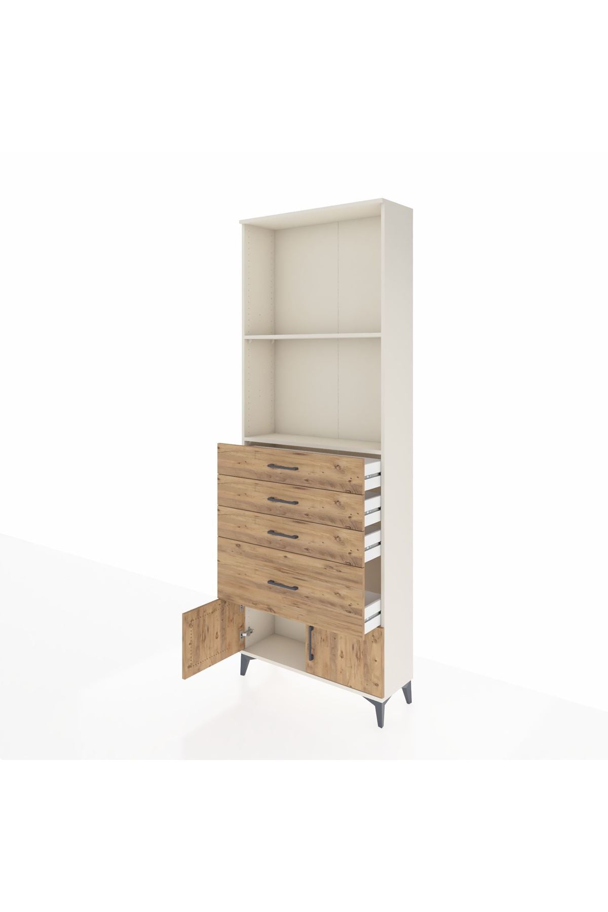 Arges Dolap 2 Raflı 4 Çekmeceli 2 Kapaklı 88x30x243 - S33M050V3A