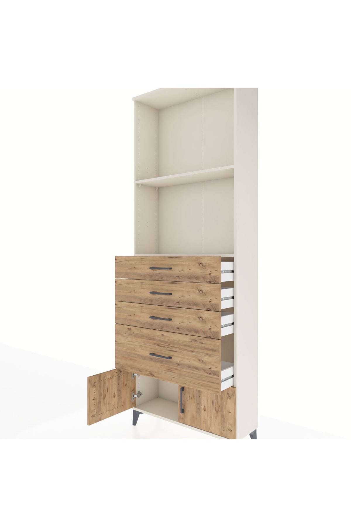 Arges Dolap 2 Raflı 4 Çekmeceli 2 Kapaklı 88x30x243 - S33M050V3A
