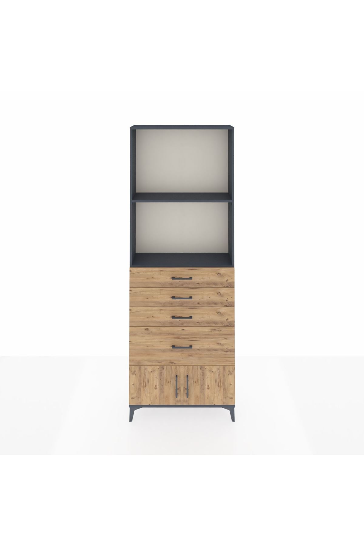 Arges Dolap 2 Raflı 4 Çekmeceli 2 Kapaklı 88x30x243 - S33M050V6A