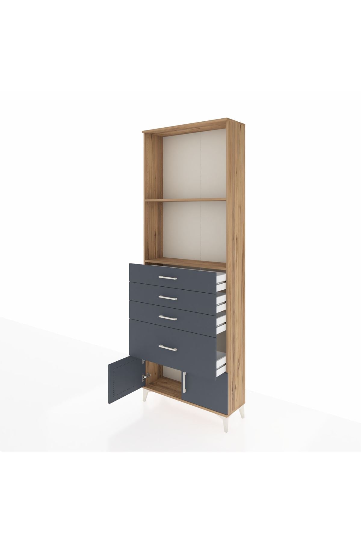 Arges Dolap 2 Raflı 4 Çekmeceli 2 Kapaklı 88x30x243 - S33M050V8A