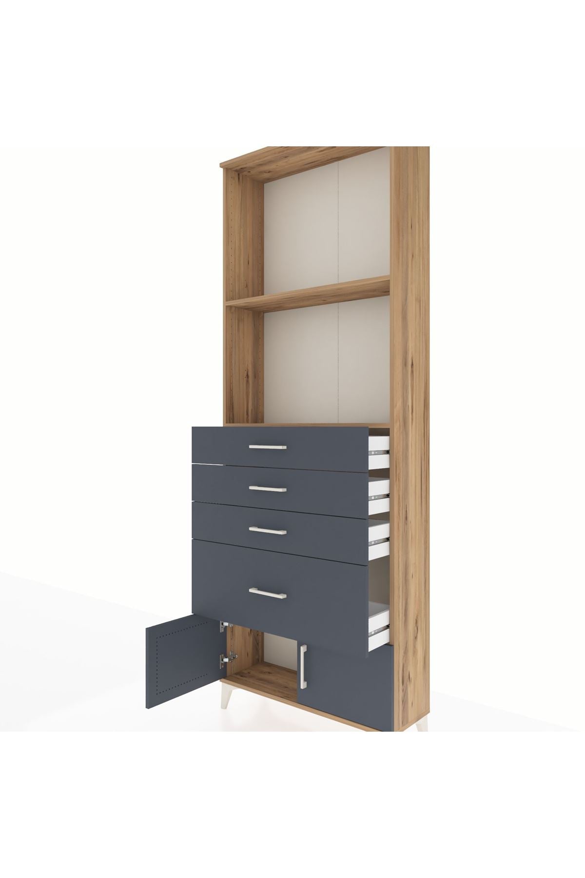 Arges Dolap 2 Raflı 4 Çekmeceli 2 Kapaklı 88x30x243 - S33M050V8A