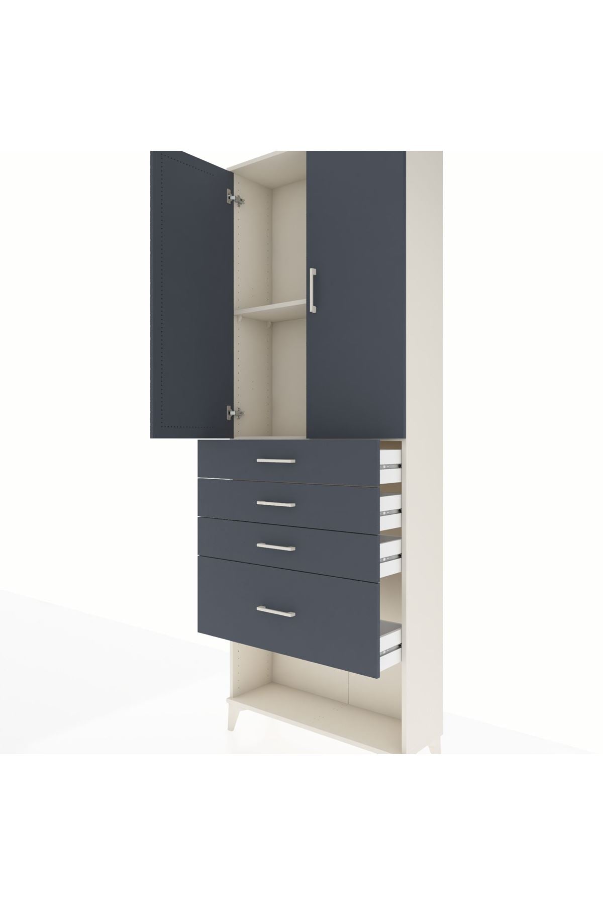 Arges Dolap 2 Raflı 4 Çekmeceli 2 Kapaklı 88x30x243 - S33M051V2A
