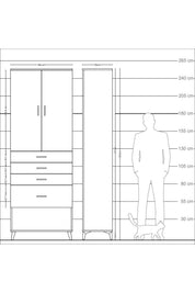 Arges Dolap 2 Raflı 4 Çekmeceli 2 Kapaklı 88x30x243 - S33M051V2A