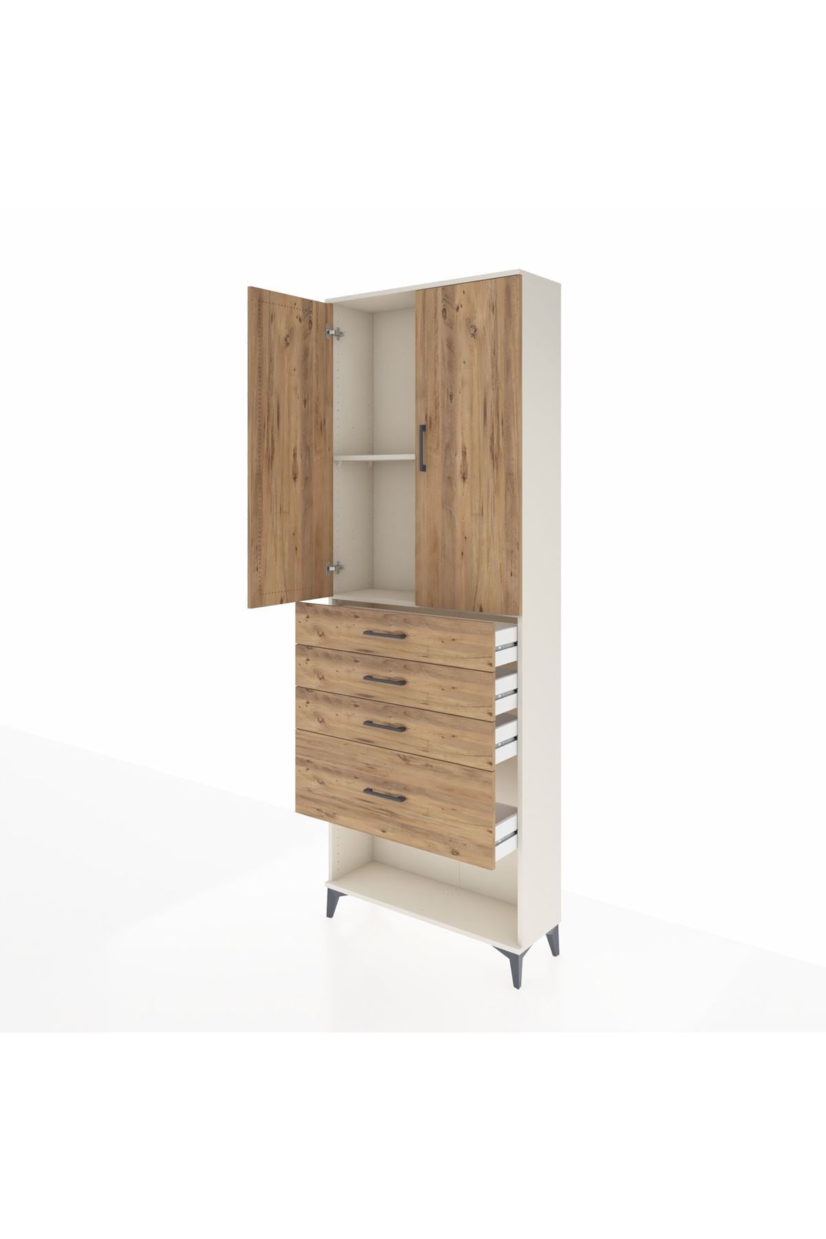 Arges Dolap 2 Raflı 4 Çekmeceli 2 Kapaklı 88x30x243 - S33M051V3A