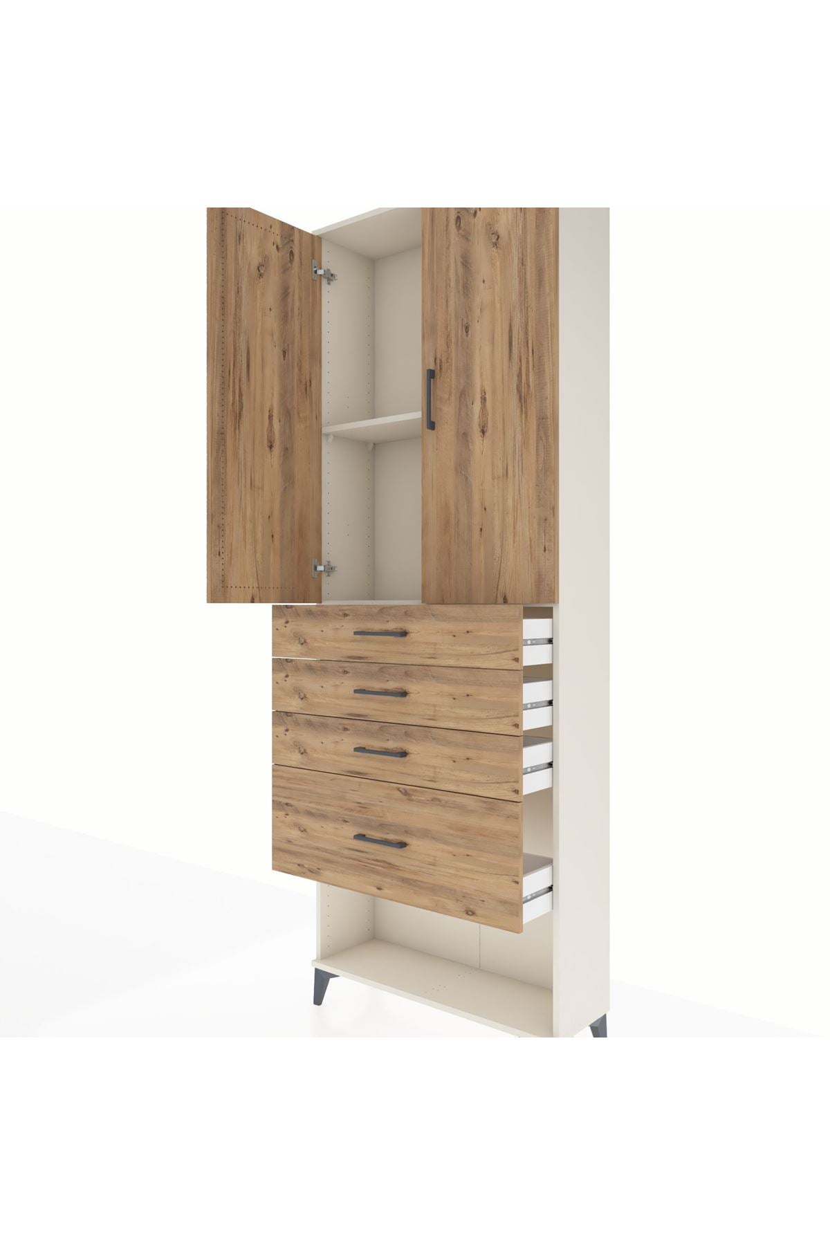 Arges Dolap 2 Raflı 4 Çekmeceli 2 Kapaklı 88x30x243 - S33M051V3A
