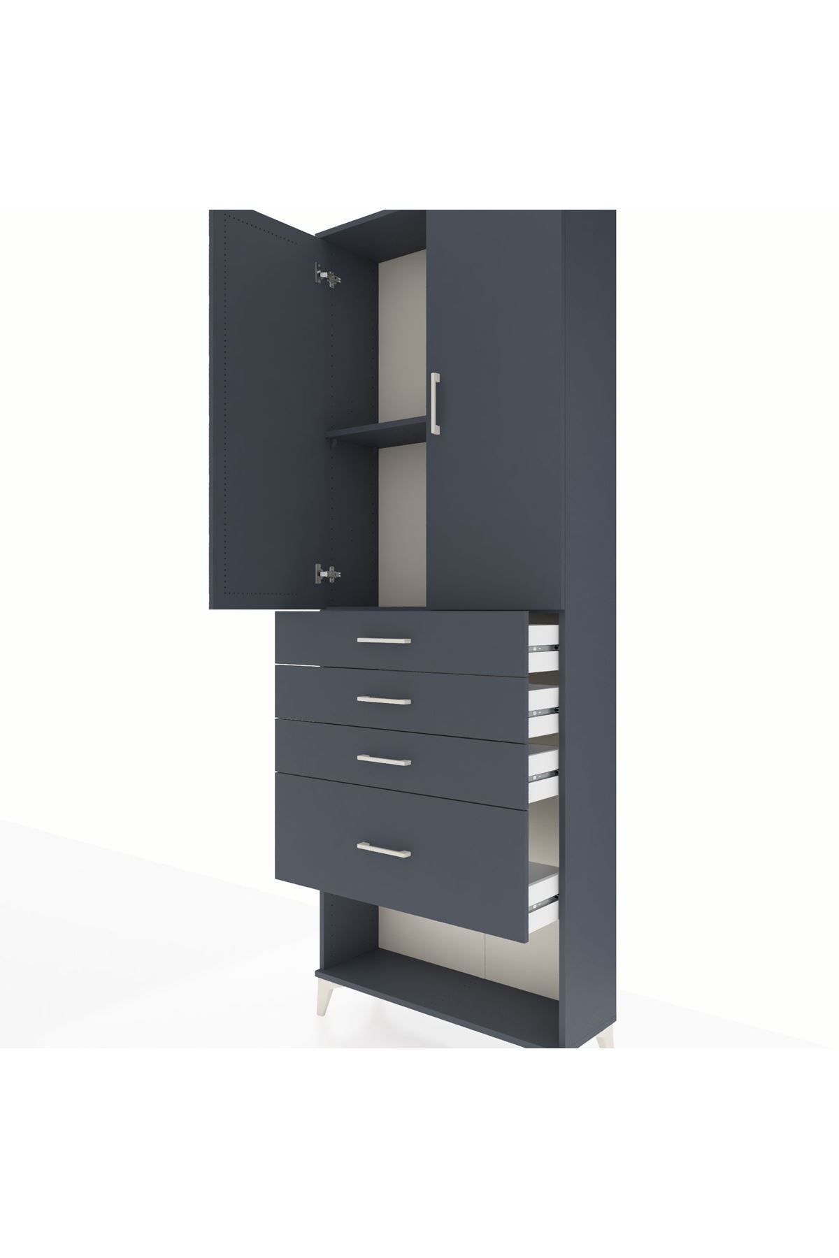 Arges Dolap 2 Raflı 4 Çekmeceli 2 Kapaklı 88x30x243 - S33M051V5A
