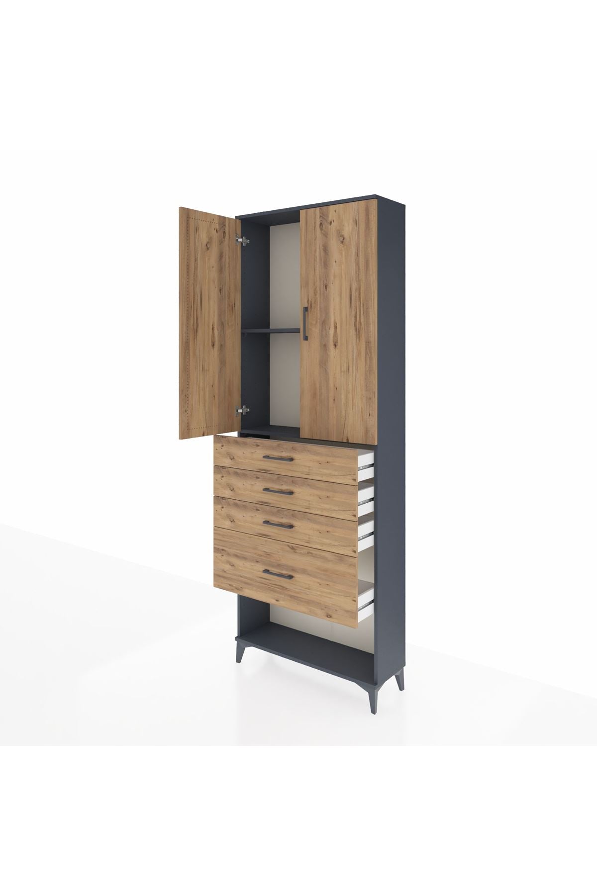 Arges Dolap 2 Raflı 4 Çekmeceli 2 Kapaklı 88x30x243 - S33M051V6A