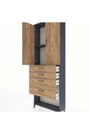 Arges Dolap 2 Raflı 4 Çekmeceli 2 Kapaklı 88x30x243 - S33M051V6A