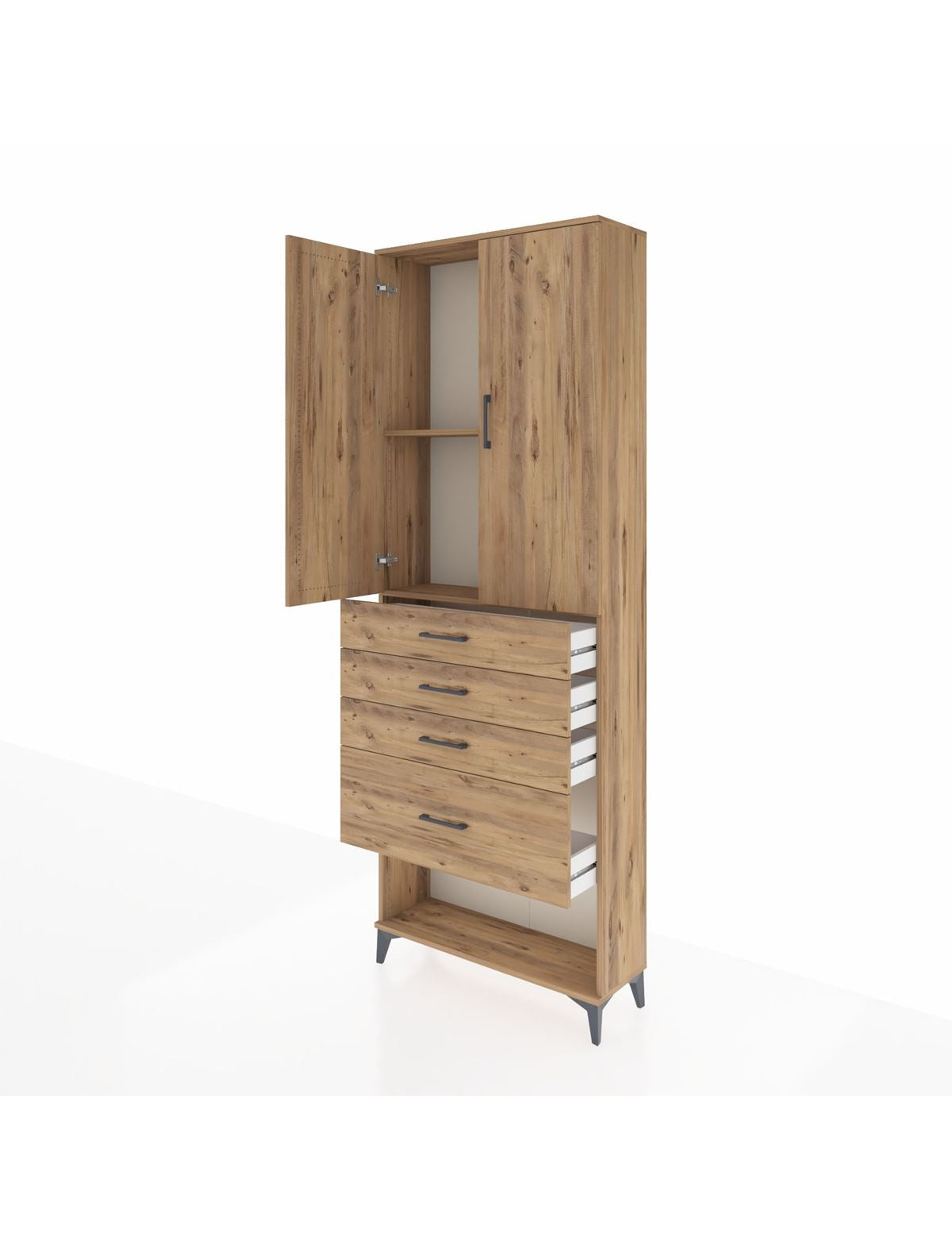 Arges Dolap 2 Raflı 4 Çekmeceli 2 Kapaklı 88x30x243 - S33M051V9A