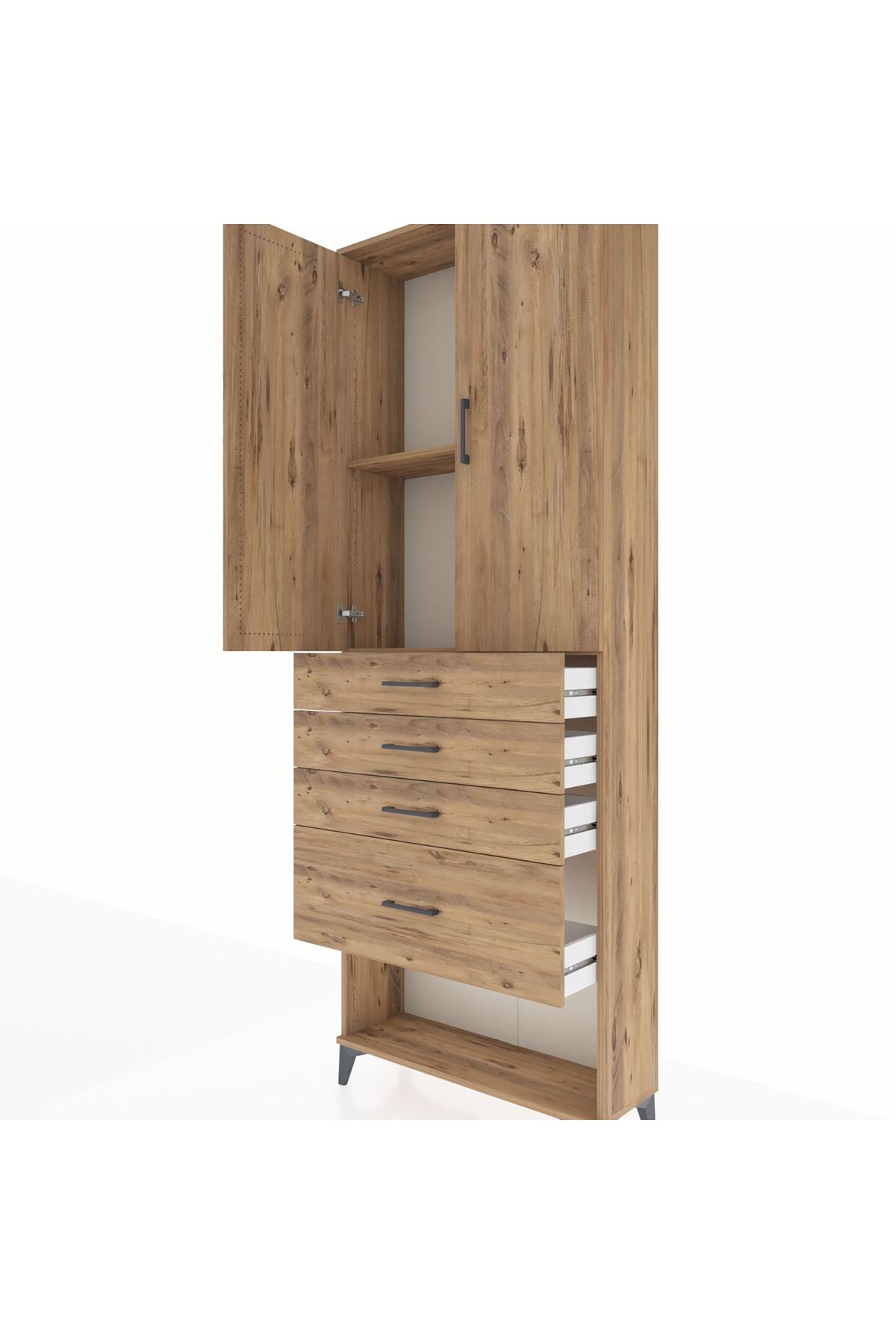 Arges Dolap 2 Raflı 4 Çekmeceli 2 Kapaklı 88x30x243 - S33M051V9A