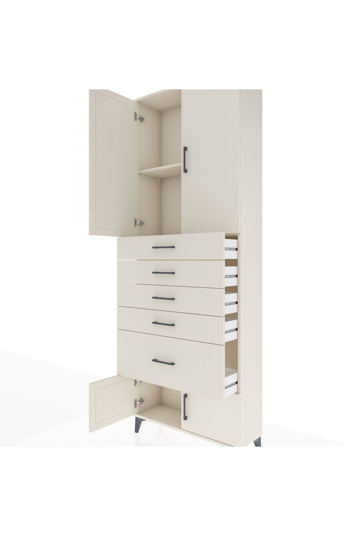 Arges Dolap 2 Raflı 5 Çekmeceli 4 Kapaklı 88x30x243 - S33M053V1A