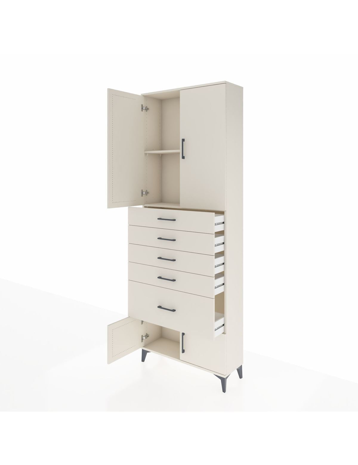 Arges Dolap 2 Raflı 5 Çekmeceli 4 Kapaklı 88x30x243 - S33M053V1A