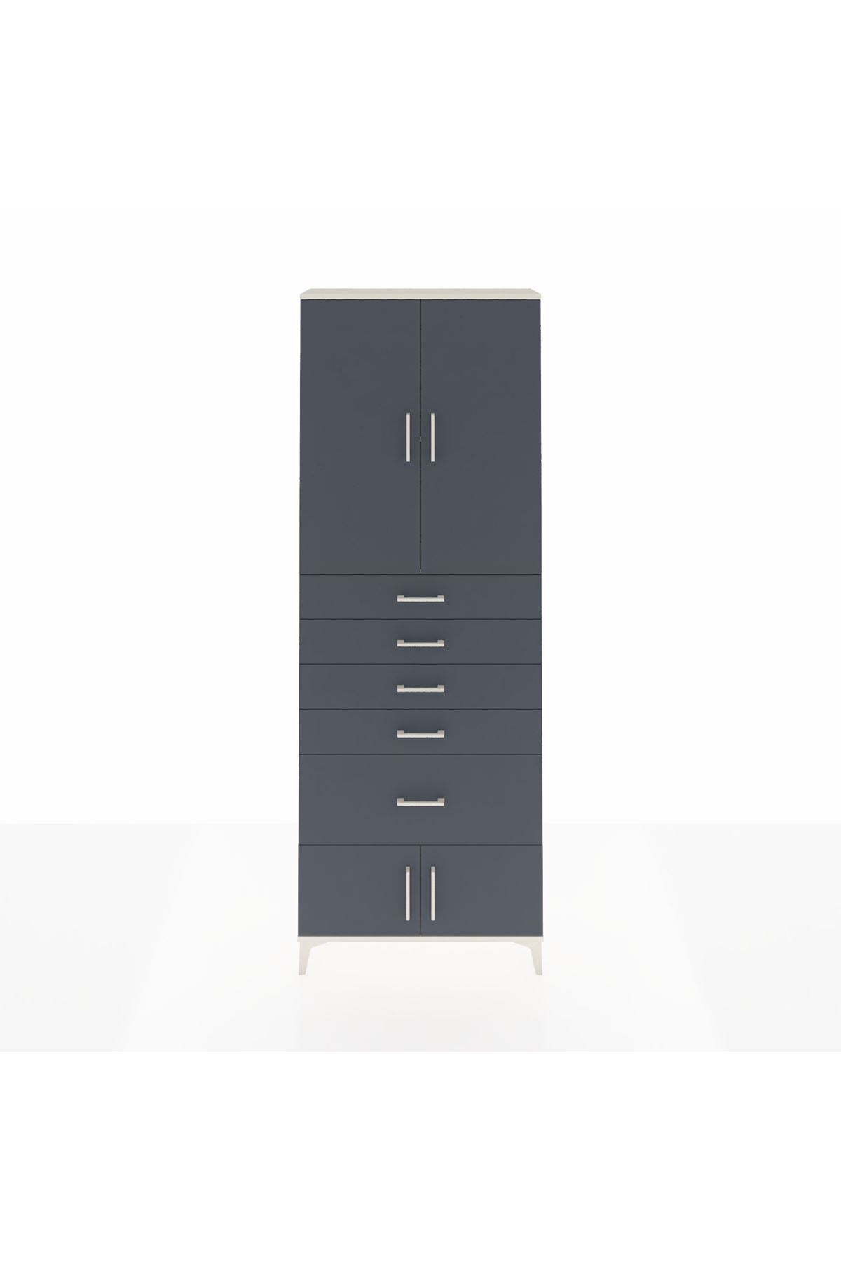 Arges Dolap 2 Raflı 5 Çekmeceli 4 Kapaklı 88x30x243 - S33M053V2A