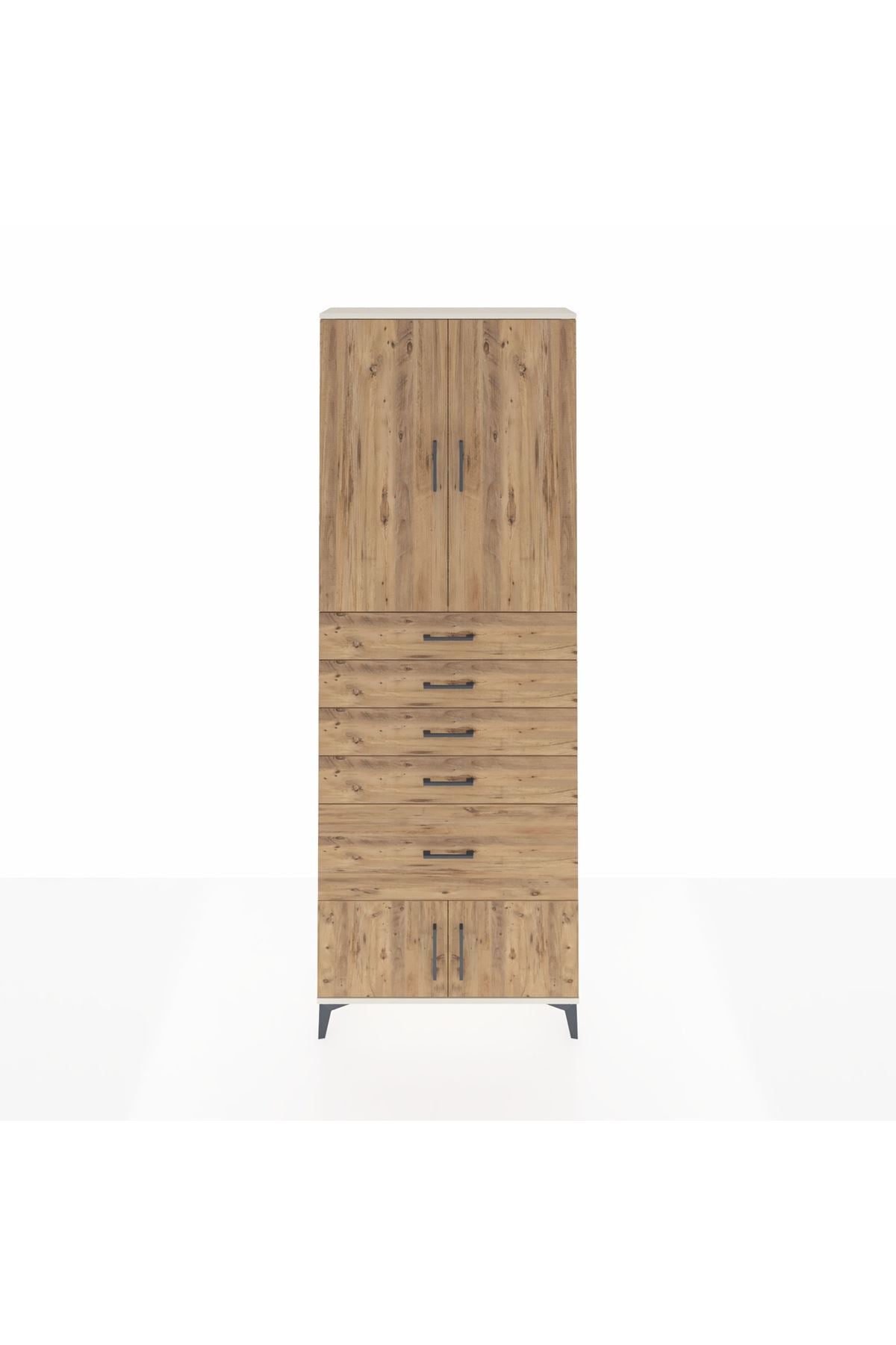 Arges Dolap 2 Raflı 5 Çekmeceli 4 Kapaklı 88x30x243 - S33M053V3A