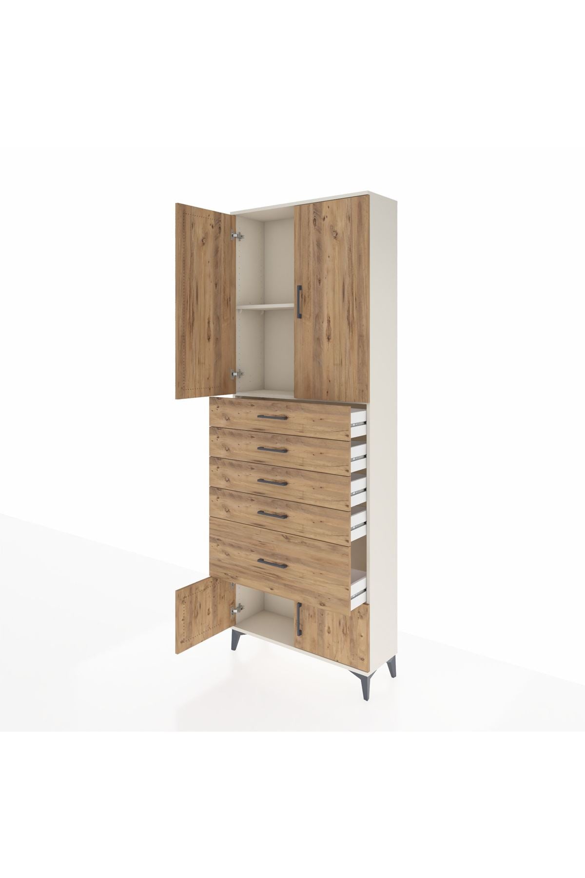 Arges Dolap 2 Raflı 5 Çekmeceli 4 Kapaklı 88x30x243 - S33M053V3A