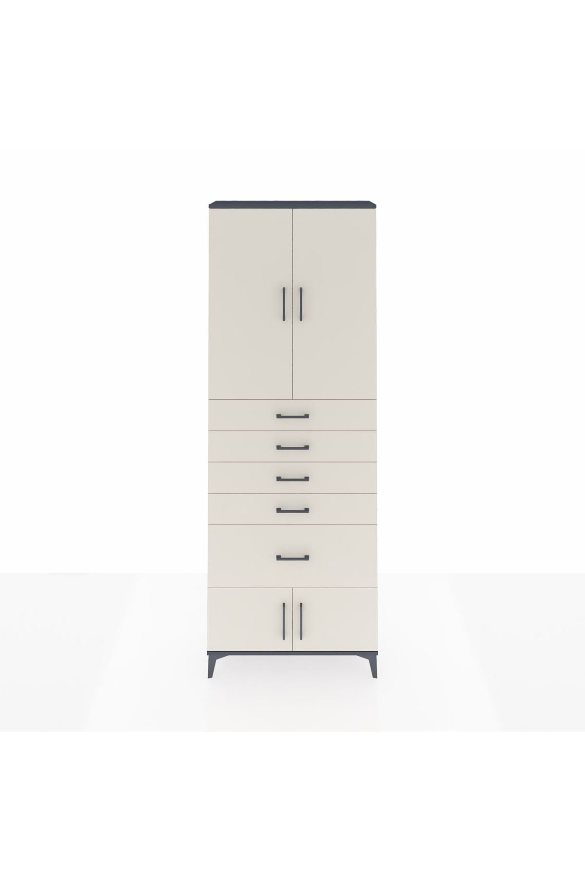 Arges Dolap 2 Raflı 5 Çekmeceli 4 Kapaklı 88x30x243 - S33M053V4A