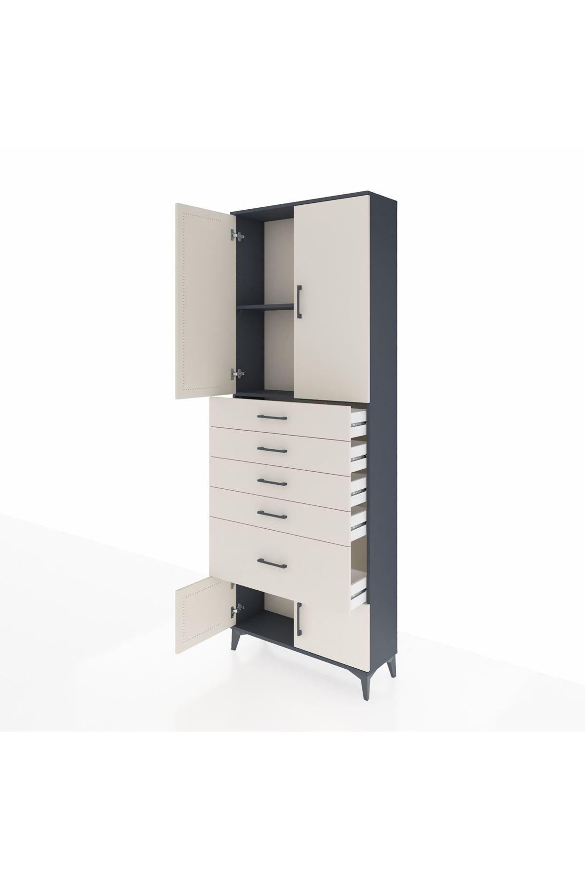 Arges Dolap 2 Raflı 5 Çekmeceli 4 Kapaklı 88x30x243 - S33M053V4A
