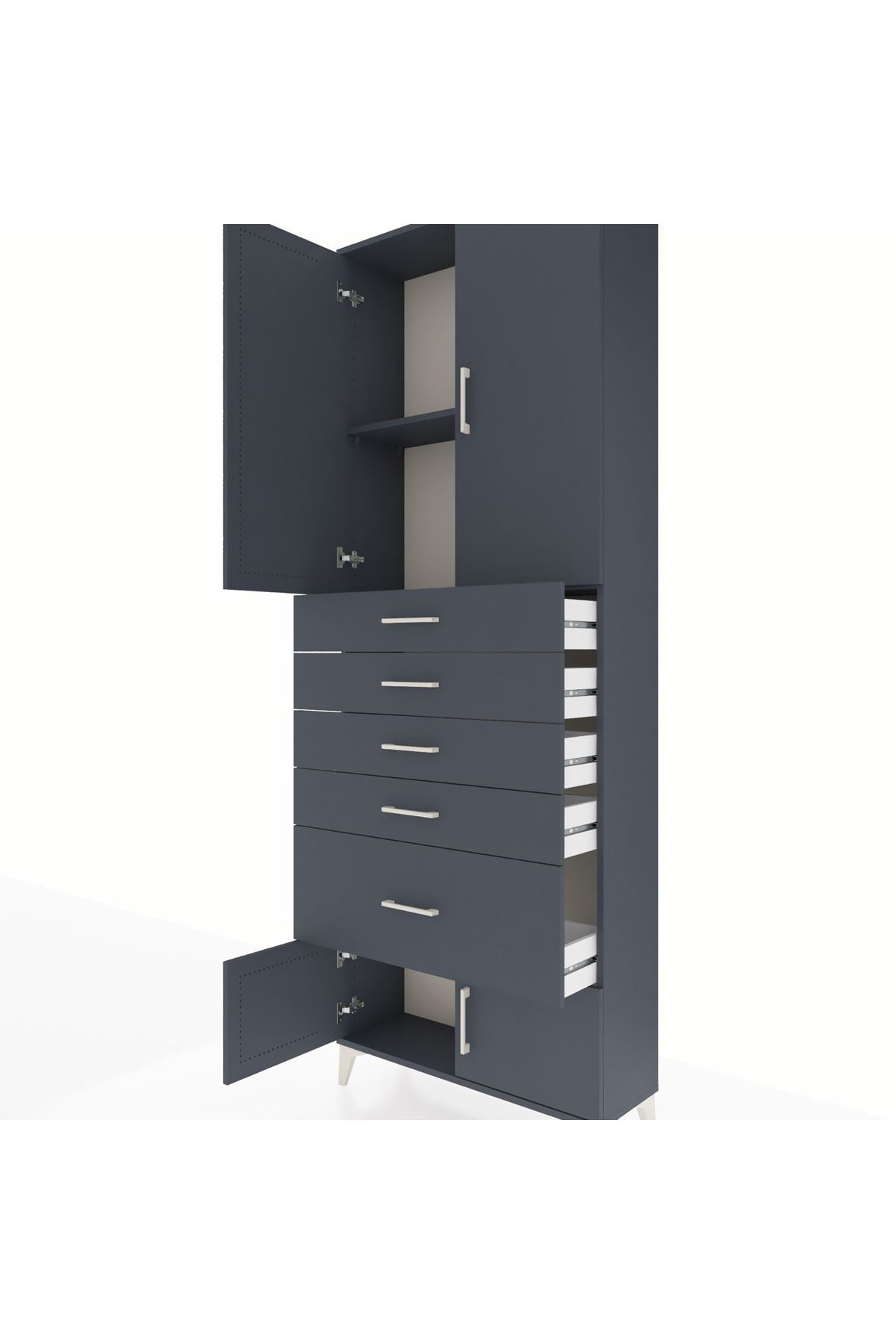 Arges Dolap 2 Raflı 5 Çekmeceli 4 Kapaklı 88x30x243 - S33M053V5A