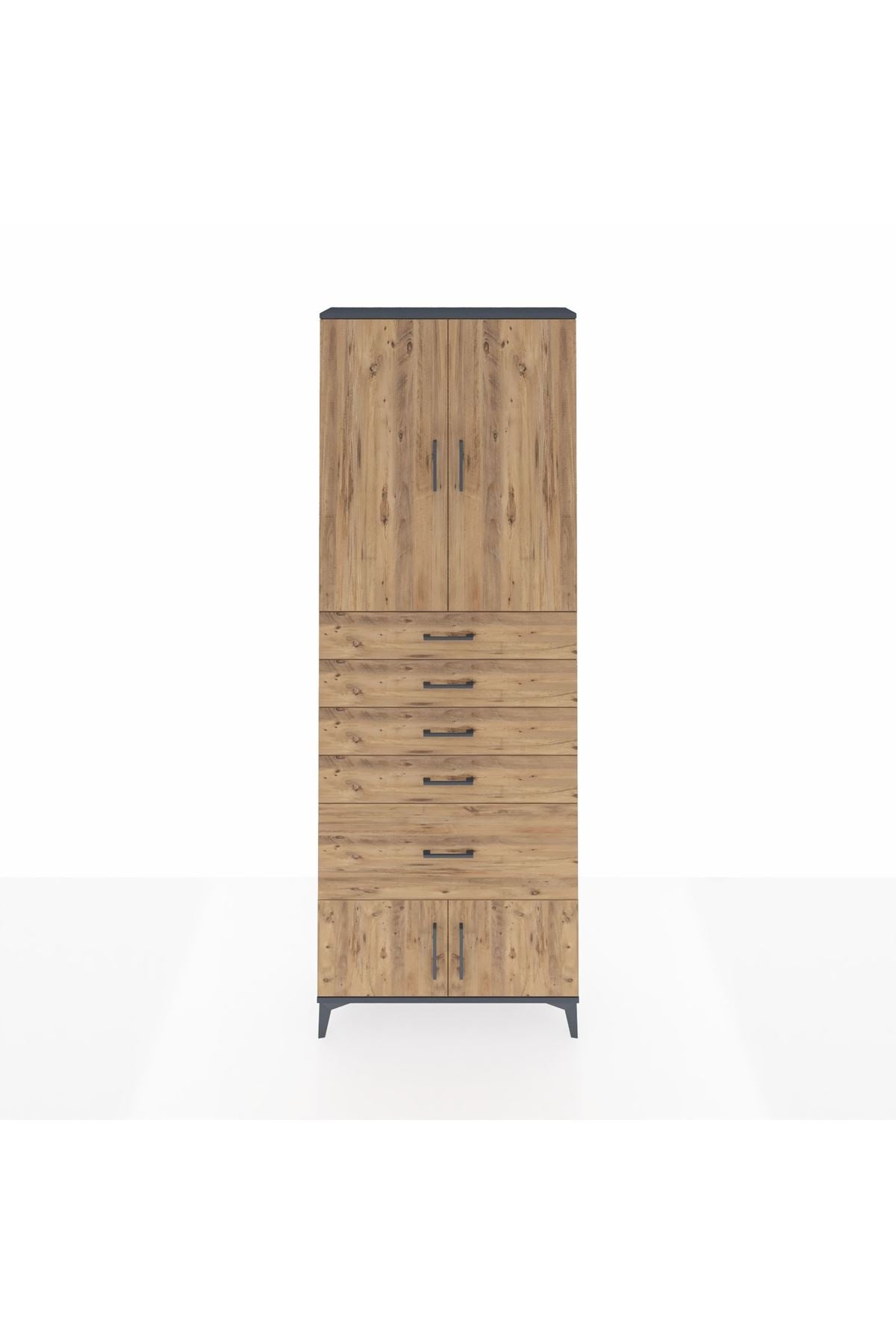 Arges Dolap 2 Raflı 5 Çekmeceli 4 Kapaklı 88x30x243 - S33M053V6A