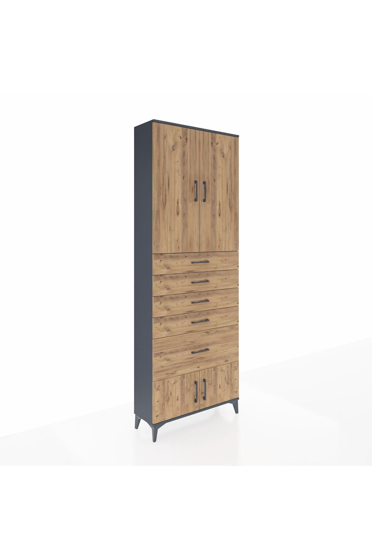 Arges Dolap 2 Raflı 5 Çekmeceli 4 Kapaklı 88x30x243 - S33M053V6A