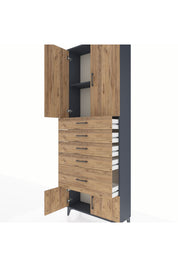 Arges Dolap 2 Raflı 5 Çekmeceli 4 Kapaklı 88x30x243 - S33M053V6A
