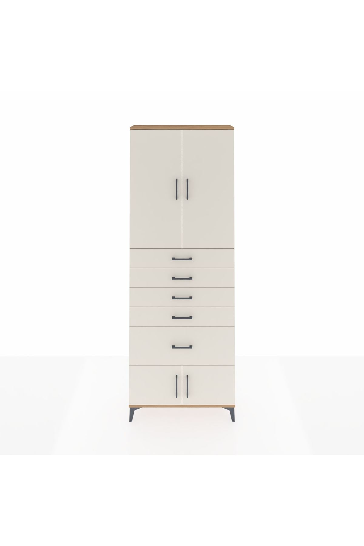Arges Dolap 2 Raflı 5 Çekmeceli 4 Kapaklı 88x30x243 - S33M053V7A