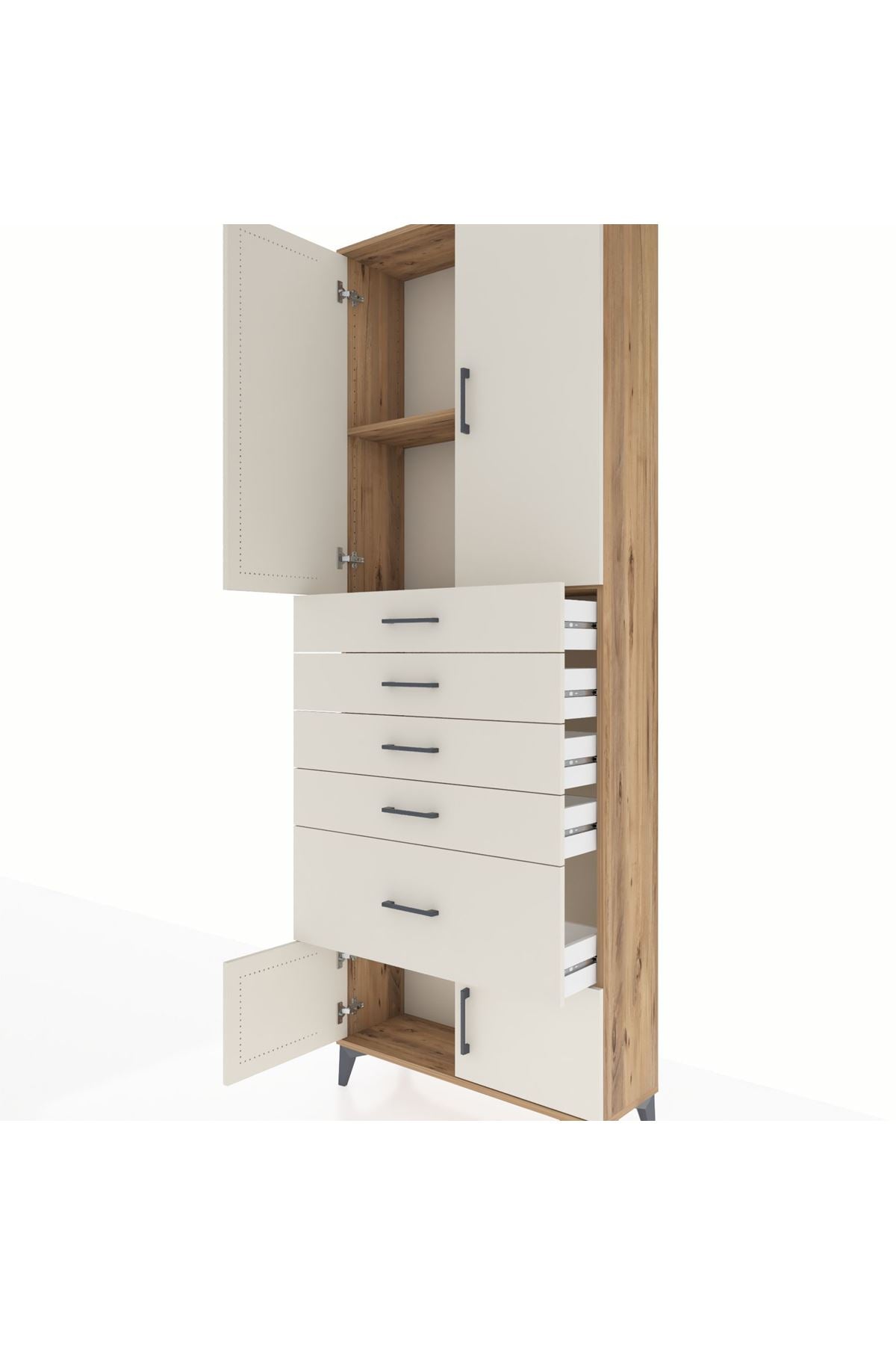 Arges Dolap 2 Raflı 5 Çekmeceli 4 Kapaklı 88x30x243 - S33M053V7A