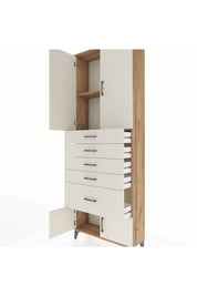 Arges Dolap 2 Raflı 5 Çekmeceli 4 Kapaklı 88x30x243 - S33M053V7A