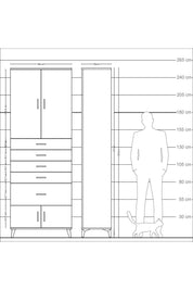 Arges Dolap 2 Raflı 5 Çekmeceli 4 Kapaklı 88x30x243 - S33M053V8A