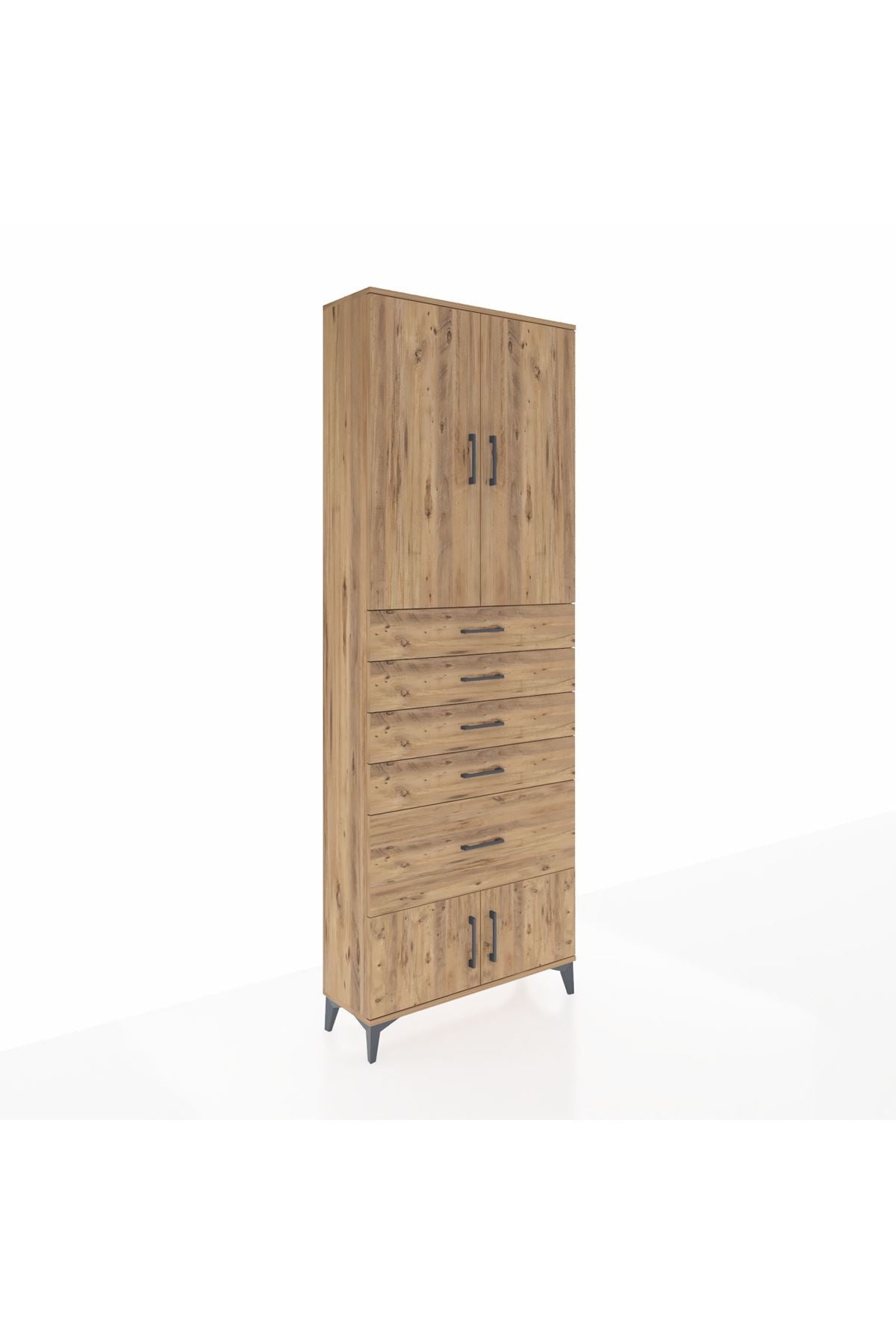Arges Dolap 2 Raflı 5 Çekmeceli 4 Kapaklı 88x30x243 - S33M053V9A