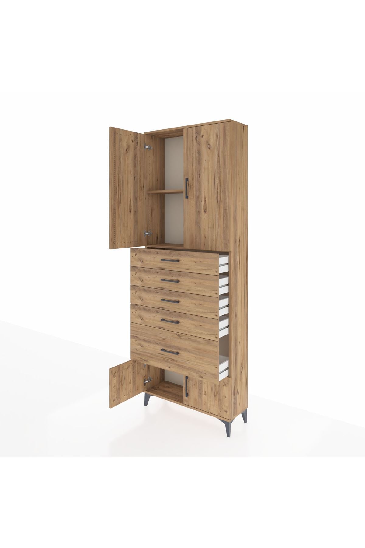 Arges Dolap 2 Raflı 5 Çekmeceli 4 Kapaklı 88x30x243 - S33M053V9A