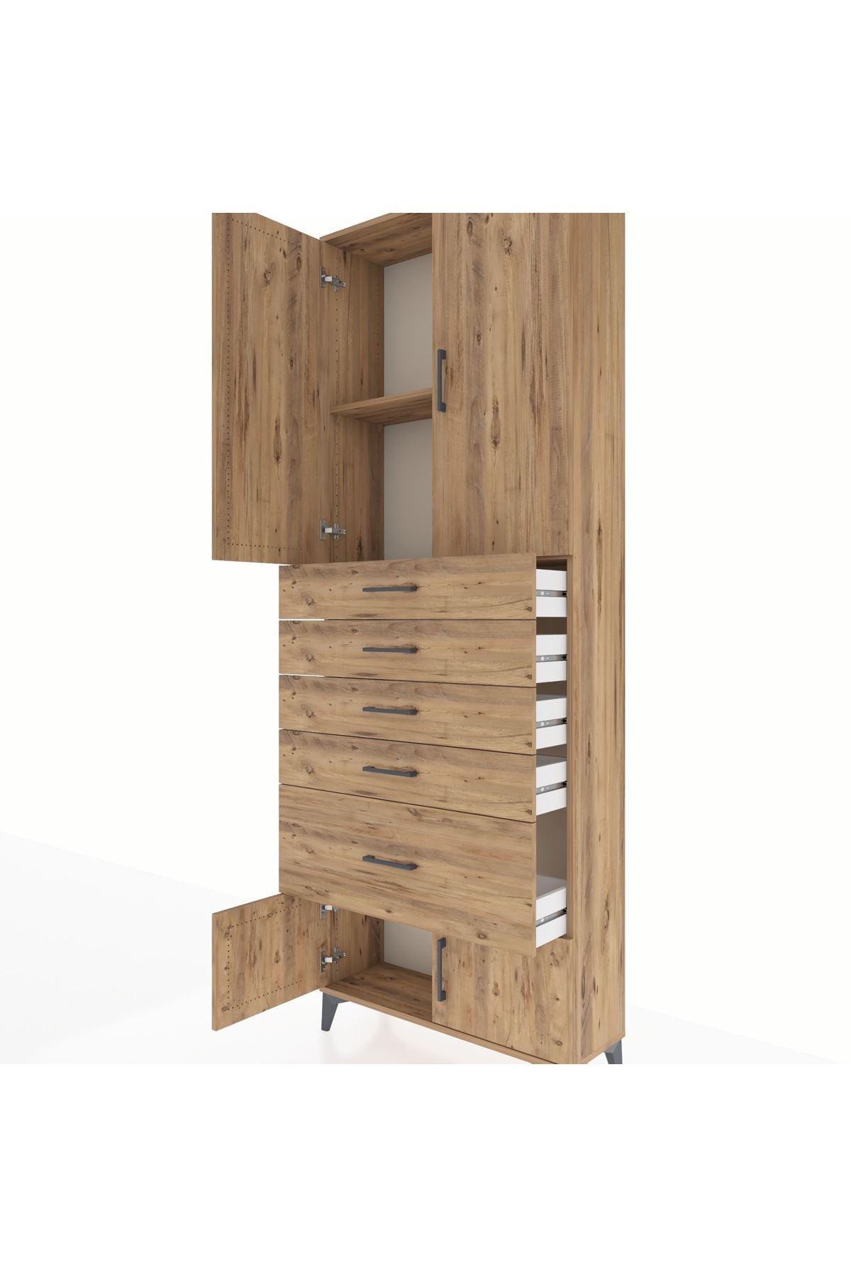 Arges Dolap 2 Raflı 5 Çekmeceli 4 Kapaklı 88x30x243 - S33M053V9A