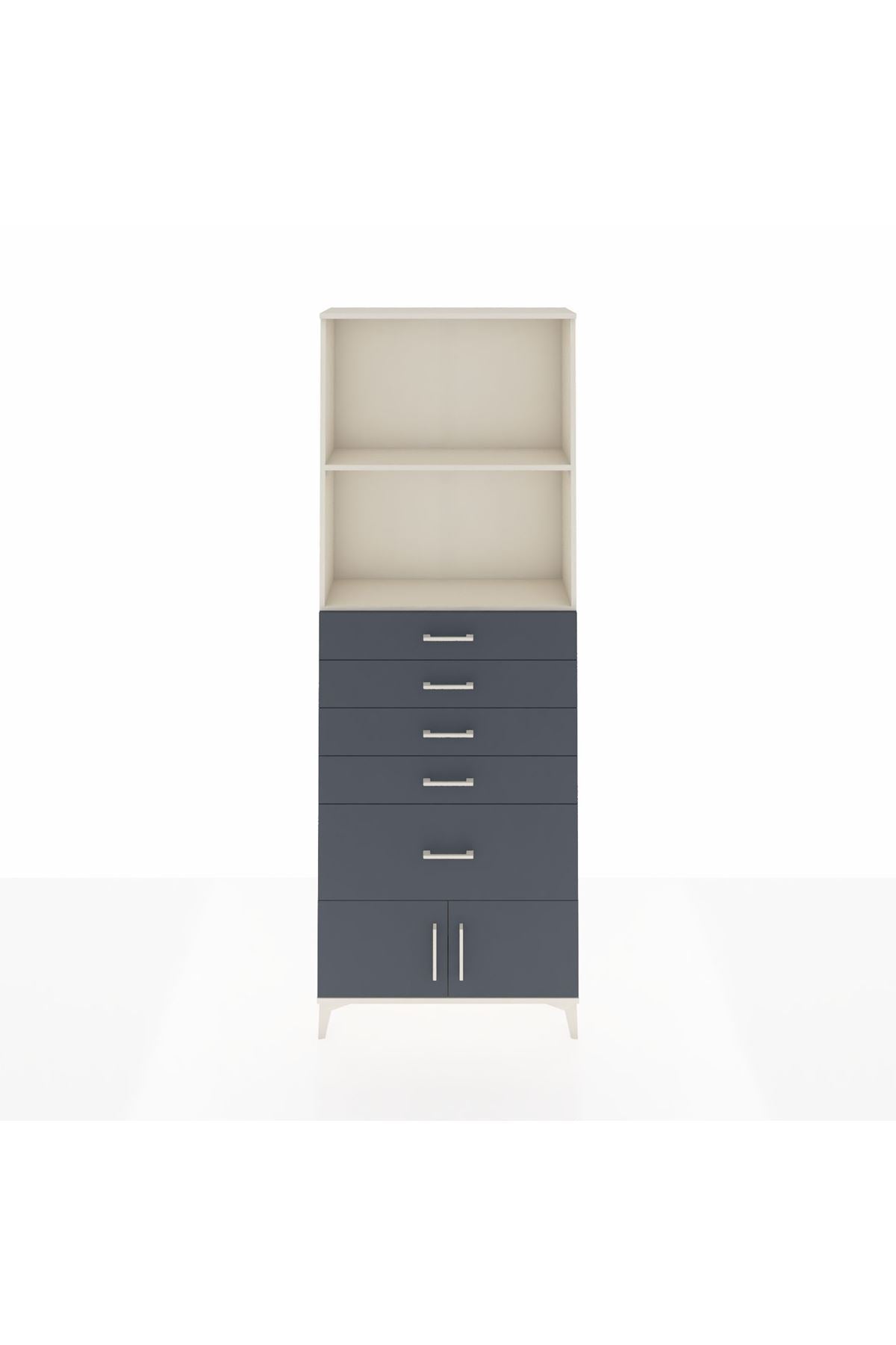 Arges Dolap 2 Raflı 5 Çekmeceli 2 Kapaklı 88x30x243 - S33M054V2A