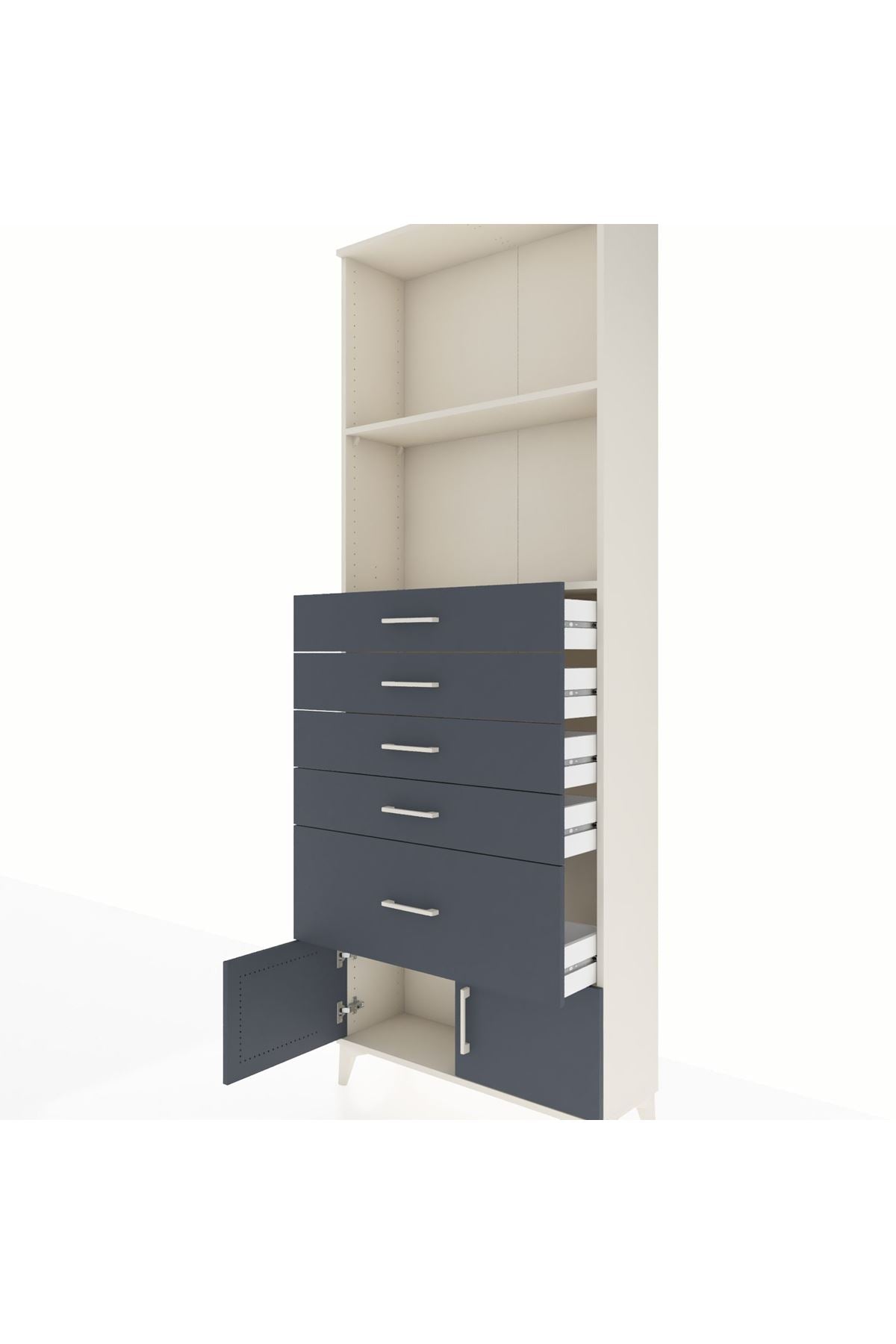 Arges Dolap 2 Raflı 5 Çekmeceli 2 Kapaklı 88x30x243 - S33M054V2A