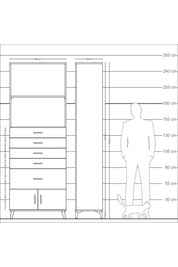 Arges Dolap 2 Raflı 5 Çekmeceli 2 Kapaklı 88x30x243 - S33M054V2A