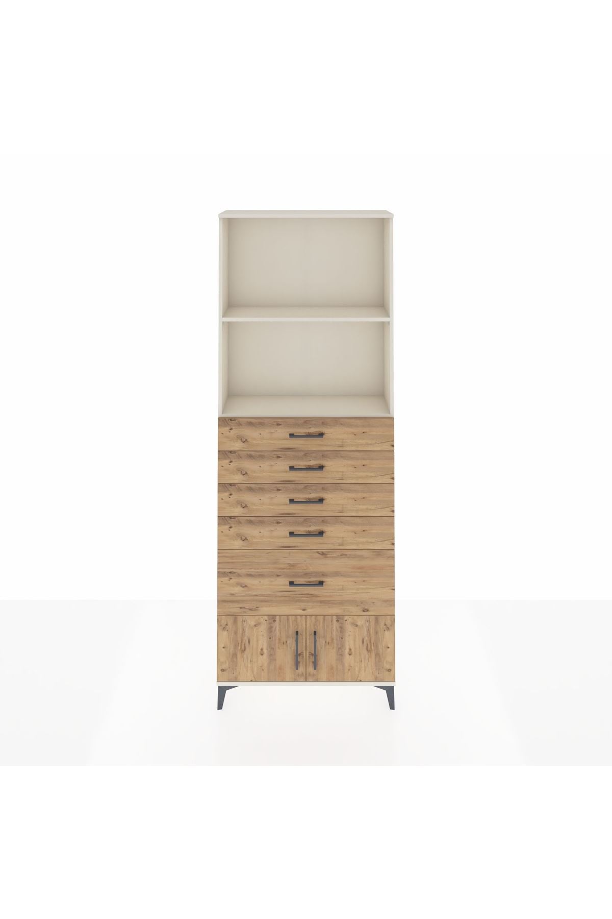 Arges Dolap 2 Raflı 5 Çekmeceli 2 Kapaklı 88x30x243 - S33M054V3A