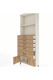 Arges Dolap 2 Raflı 5 Çekmeceli 2 Kapaklı 88x30x243 - S33M054V3A