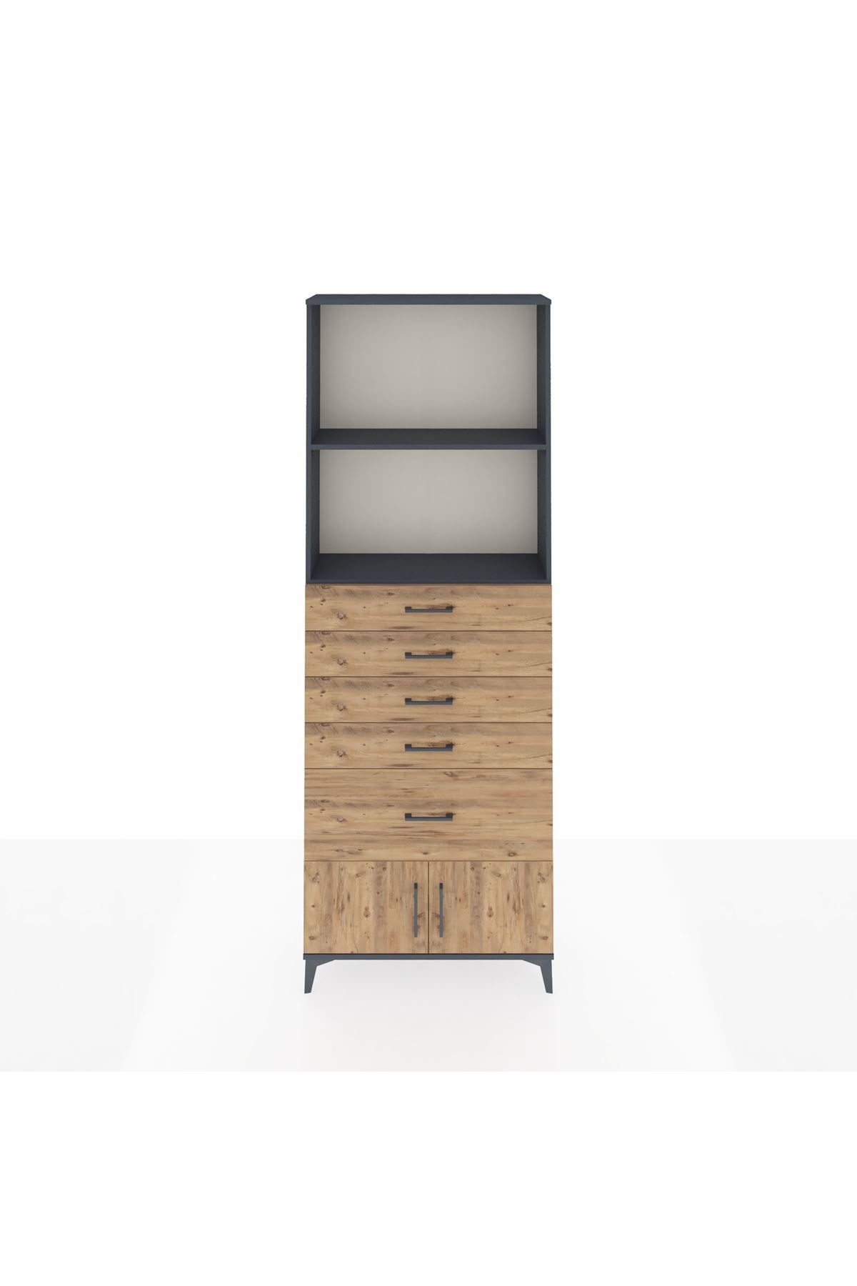 Arges Dolap 2 Raflı 5 Çekmeceli 2 Kapaklı 88x30x243 - S33M054V6A