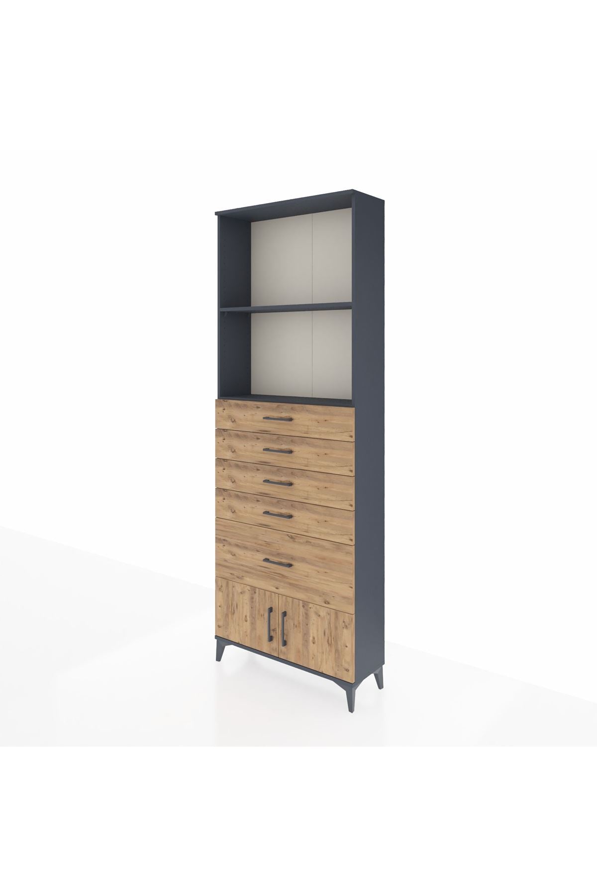 Arges Dolap 2 Raflı 5 Çekmeceli 2 Kapaklı 88x30x243 - S33M054V6A