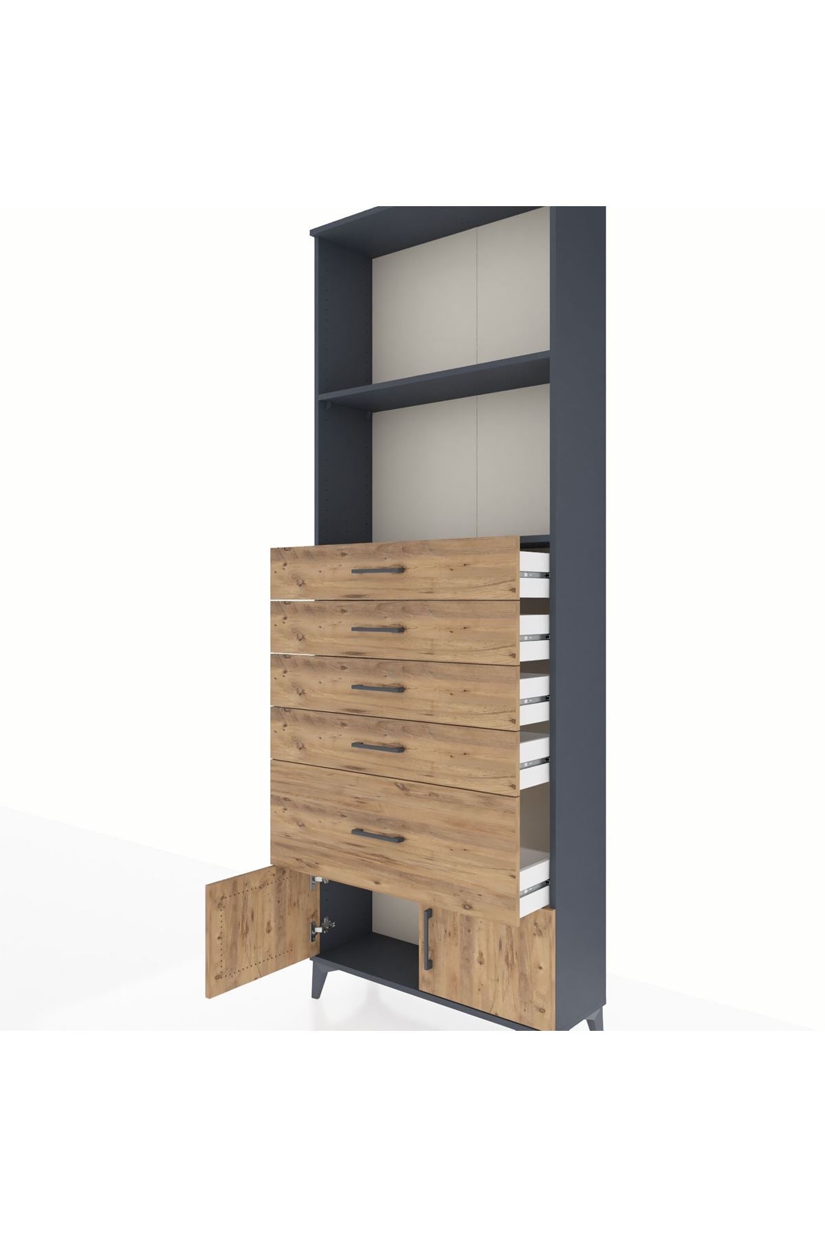 Arges Dolap 2 Raflı 5 Çekmeceli 2 Kapaklı 88x30x243 - S33M054V6A