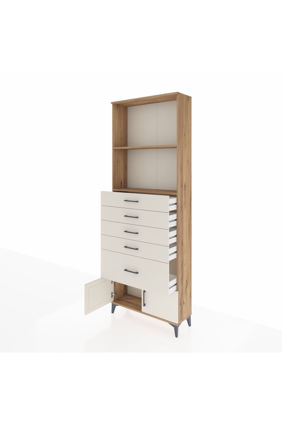 Arges Dolap 2 Raflı 5 Çekmeceli 2 Kapaklı 88x30x243 - S33M054V7A