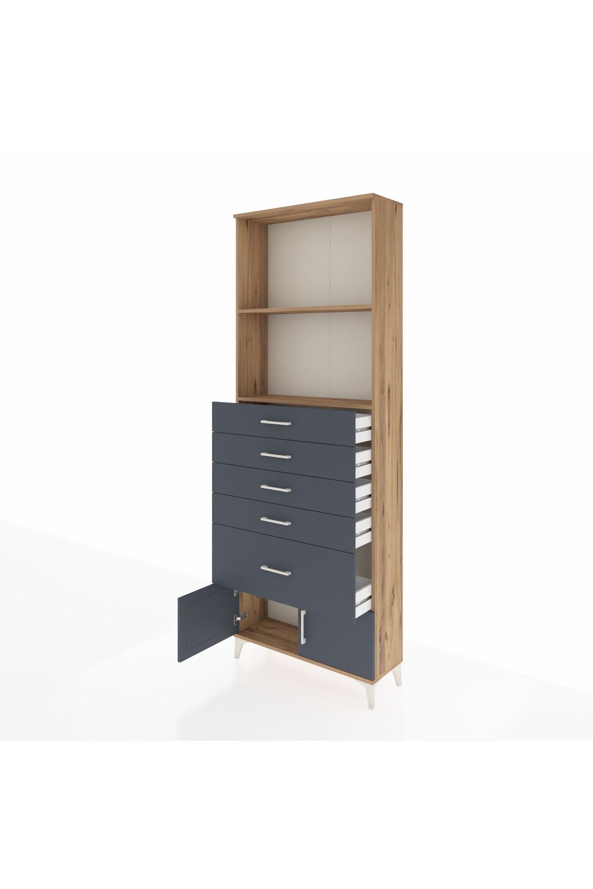 Arges Dolap 2 Raflı 5 Çekmeceli 2 Kapaklı 88x30x243 - S33M054V8A