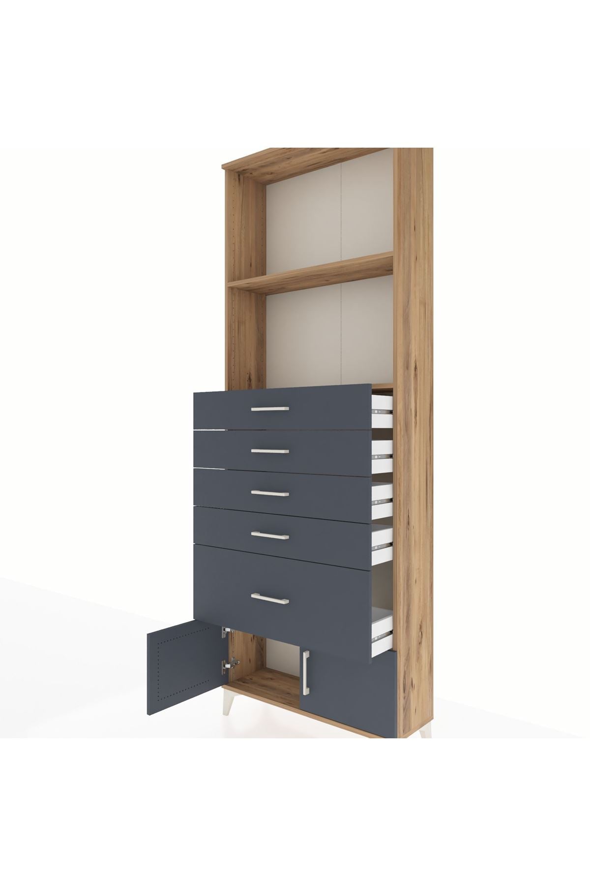 Arges Dolap 2 Raflı 5 Çekmeceli 2 Kapaklı 88x30x243 - S33M054V8A
